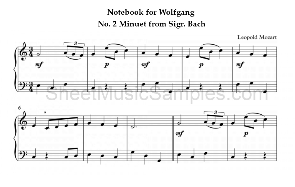 Notebook for Wolfgang - No. 2 Minuet from Sigr. Bach