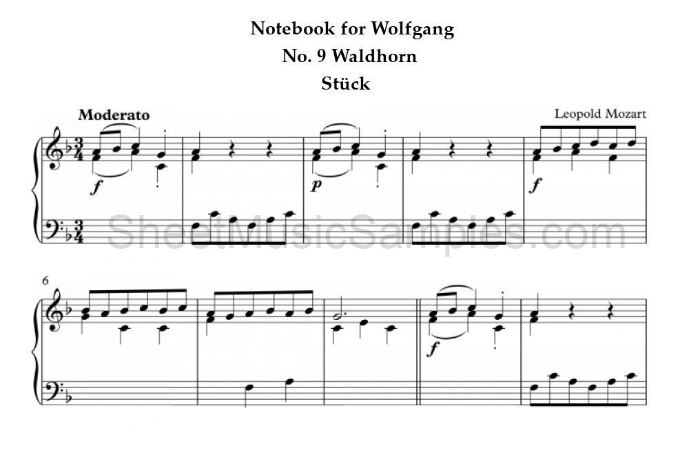 Notebook for Wolfgang - No. 9 Waldhorn - Stück