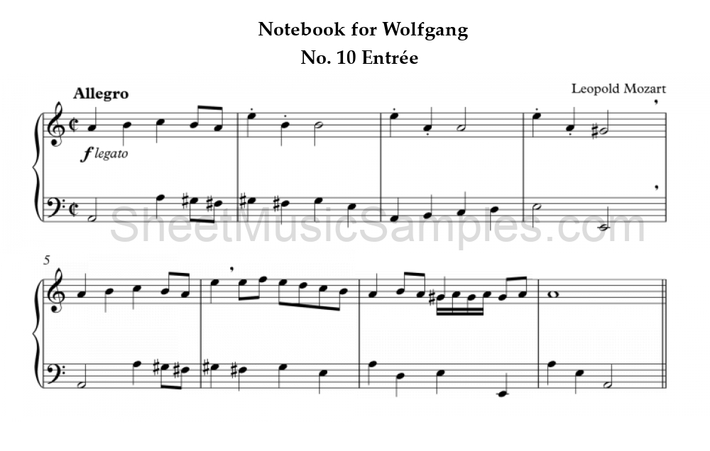 Notebook for Wolfgang - No. 10 Entrée