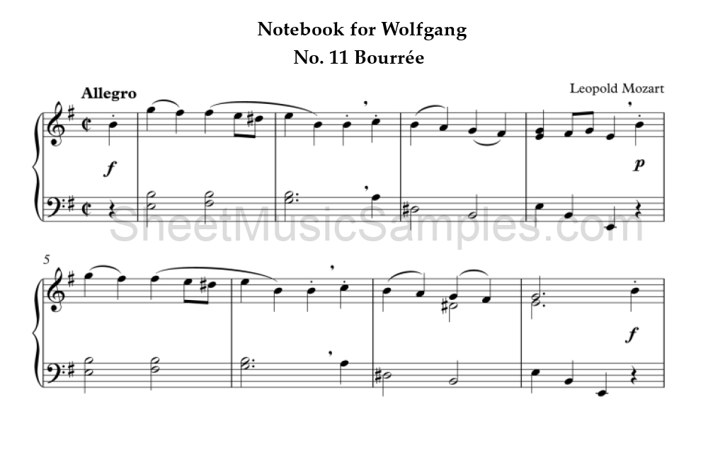 Notebook for Wolfgang - No. 11 Bourrée