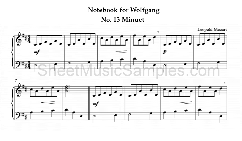 Notebook for Wolfgang - No. 13 Minuet