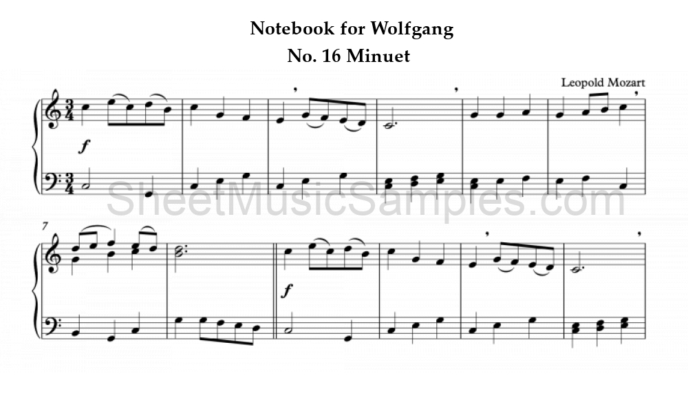 Notebook for Wolfgang - No. 16 Minuet