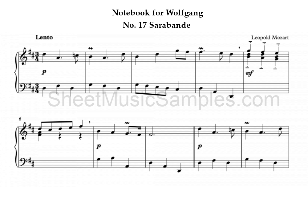 Notebook for Wolfgang - No. 17 Sarabande