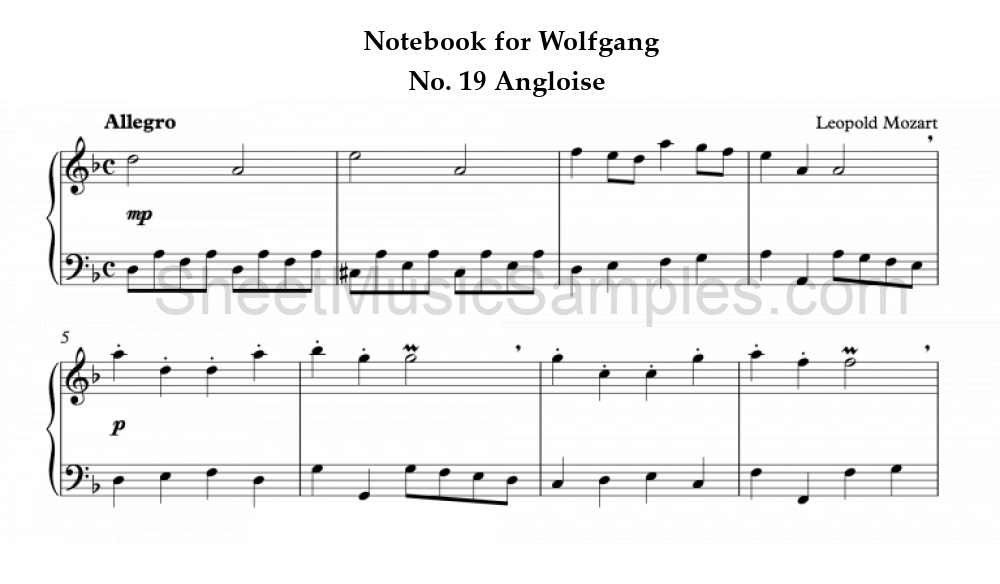 Notebook for Wolfgang - No. 19 Angloise