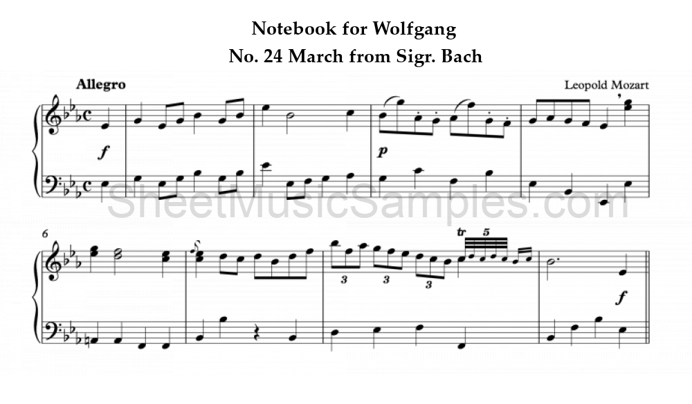 Notebook for Wolfgang - No. 24 March from Sigr. Bach