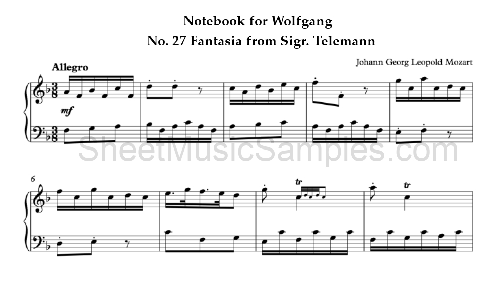 Notebook for Wolfgang - No. 27 Fantasia from Sigr. Telemann