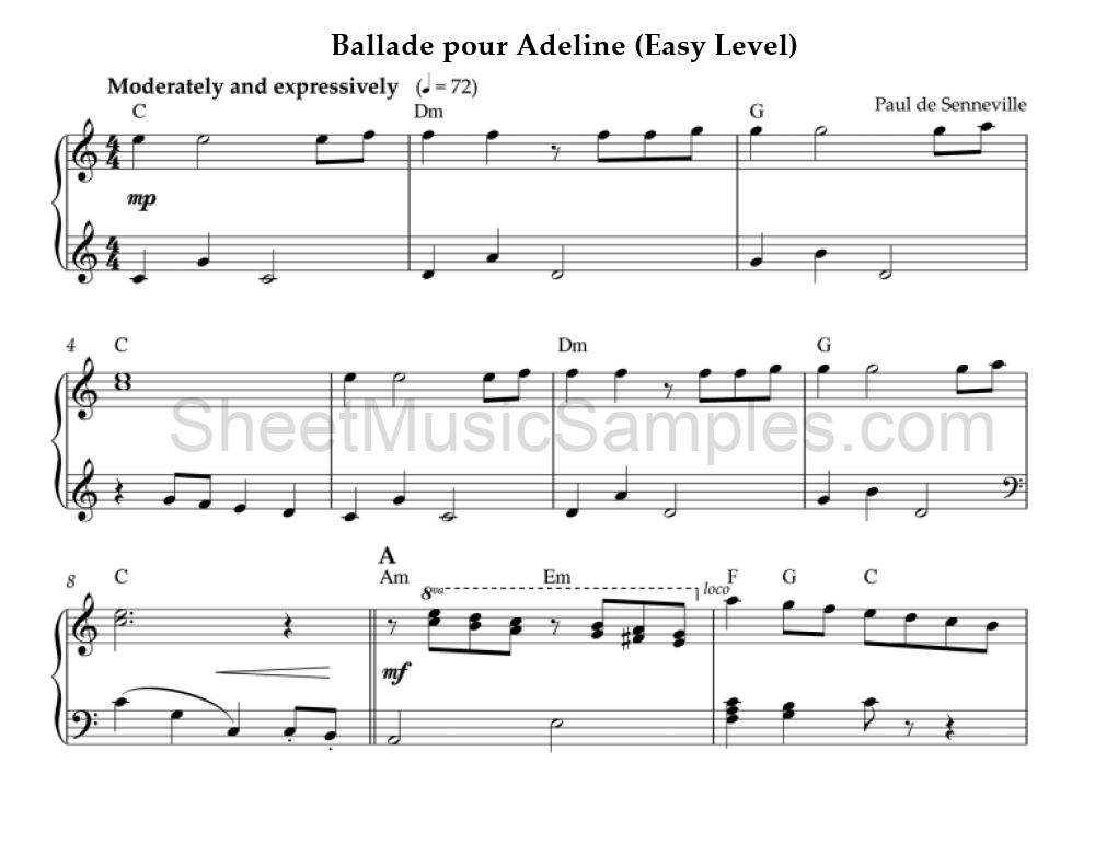 Ballade pour Adeline (Easy Level)