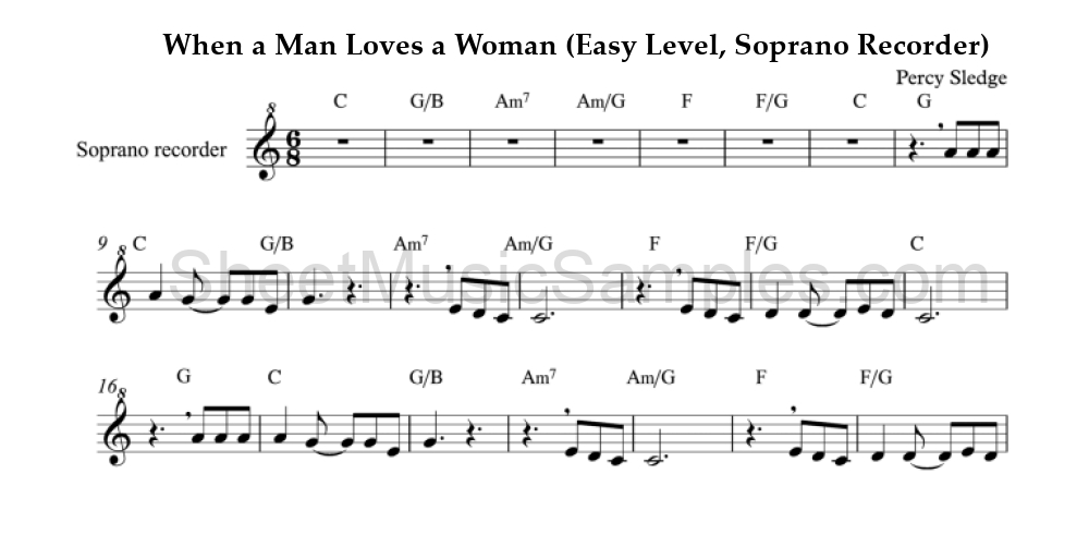 When a Man Loves a Woman (Easy Level, Soprano Recorder)