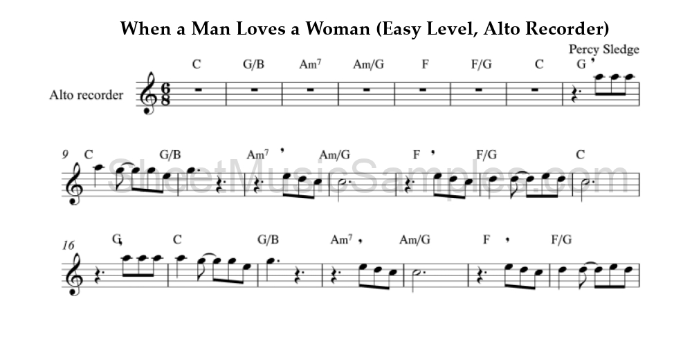 When a Man Loves a Woman (Easy Level, Alto Recorder)