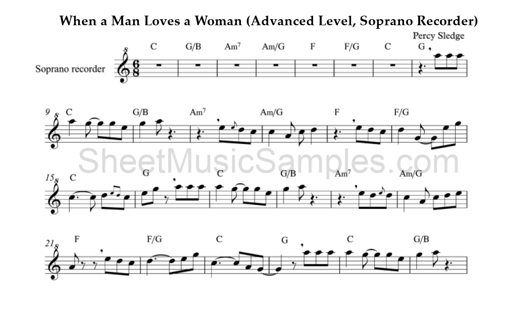 When a Man Loves a Woman (Advanced Level, Soprano Recorder)