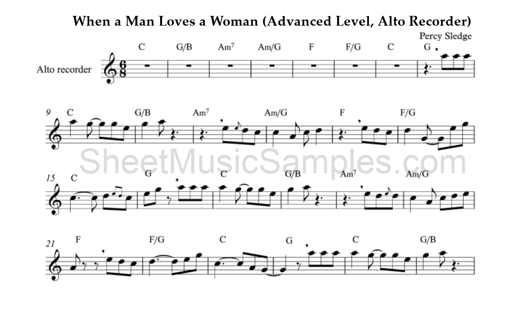 When a Man Loves a Woman (Advanced Level, Alto Recorder)