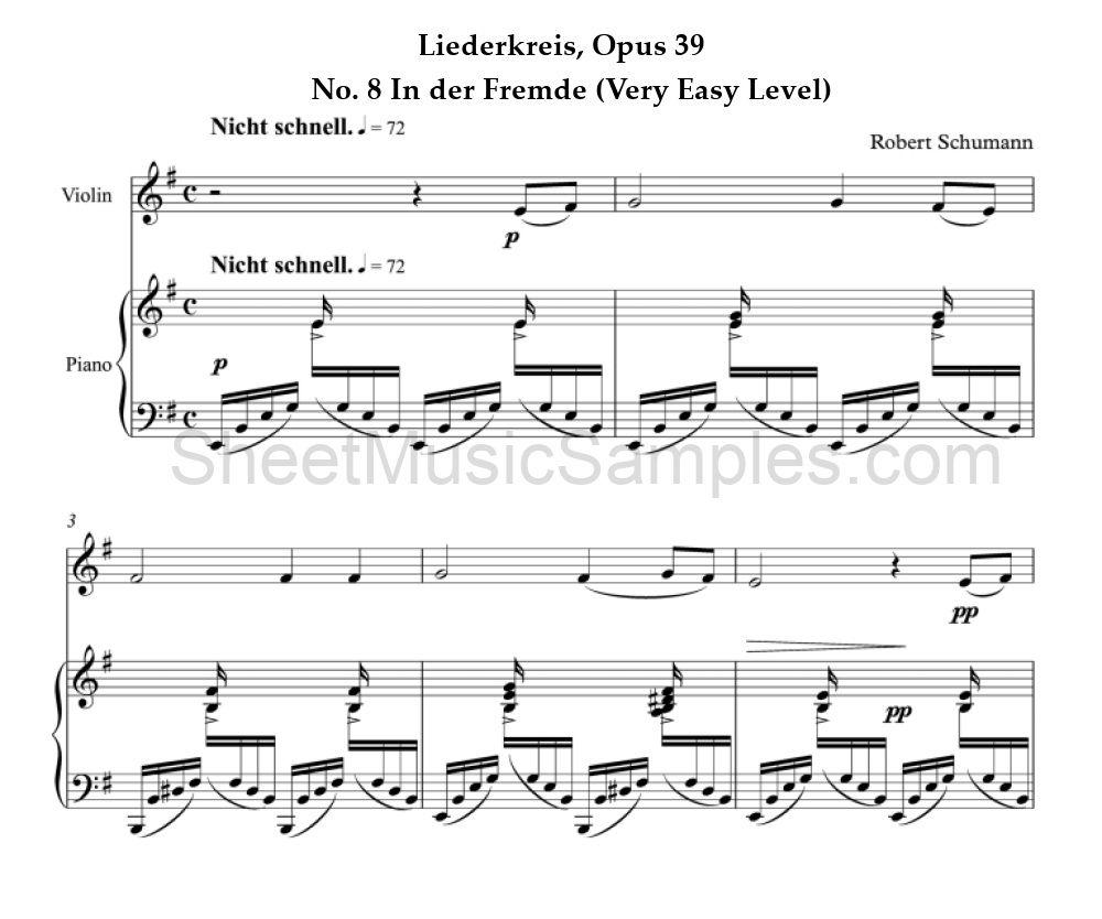 Liederkreis, Opus 39 - No. 8 In der Fremde (Very Easy Level)