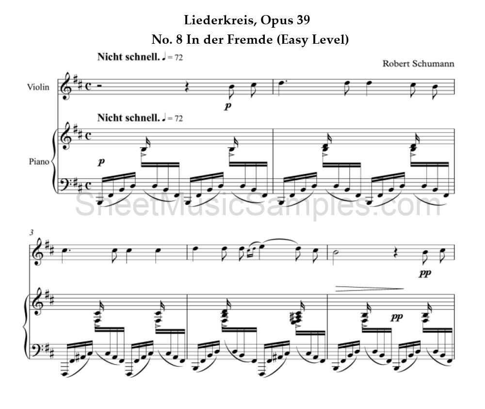 Liederkreis, Opus 39 - No. 8 In der Fremde (Easy Level)