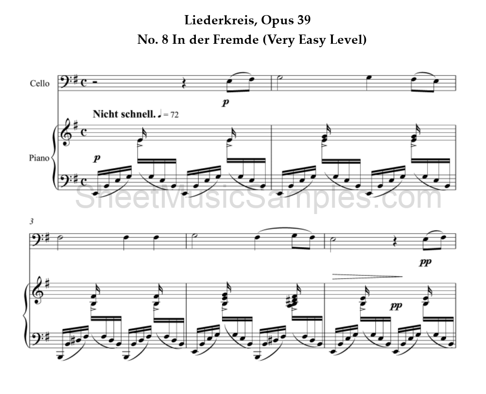 Liederkreis, Opus 39 - No. 8 In der Fremde (Very Easy Level)