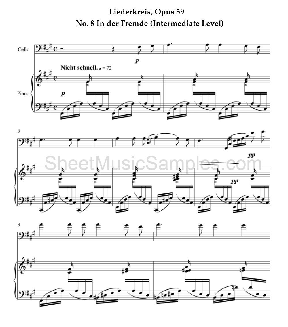 Liederkreis, Opus 39 - No. 8 In der Fremde (Intermediate Level)