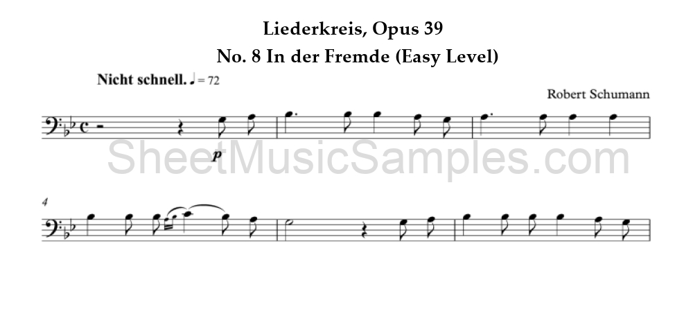 Liederkreis, Opus 39 - No. 8 In der Fremde (Easy Level)