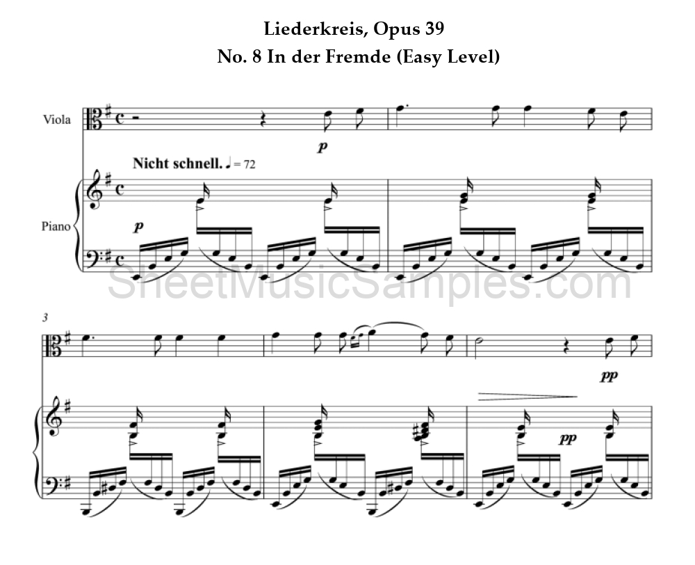 Liederkreis, Opus 39 - No. 8 In der Fremde (Easy Level)