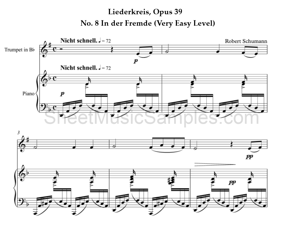 Liederkreis, Opus 39 - No. 8 In der Fremde (Very Easy Level)