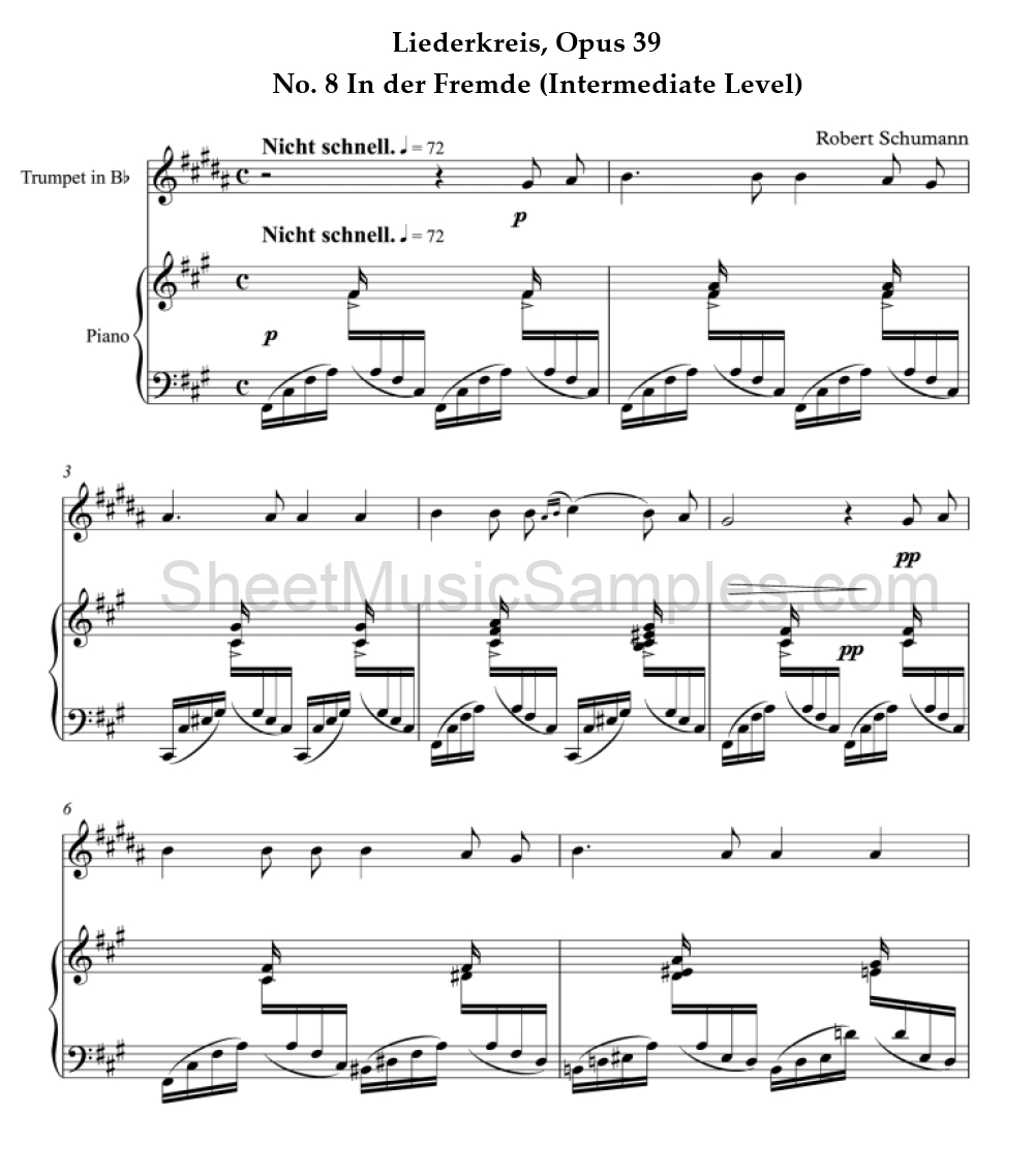 Liederkreis, Opus 39 - No. 8 In der Fremde (Intermediate Level)