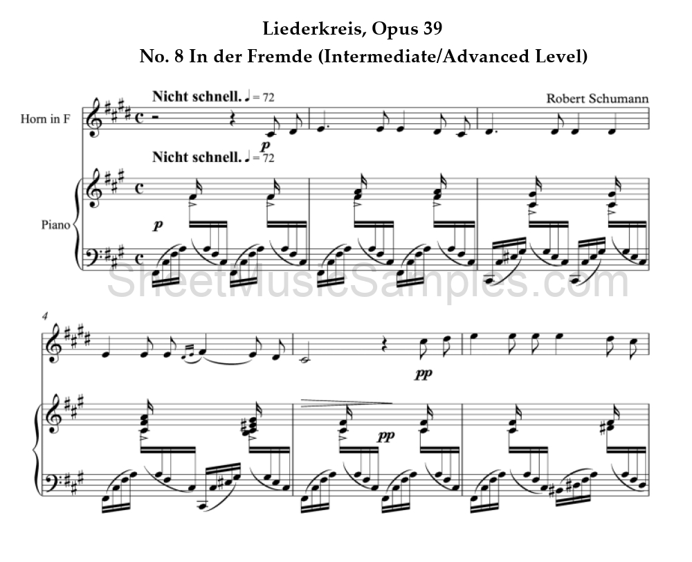 Liederkreis, Opus 39 - No. 8 In der Fremde (Intermediate/Advanced Level)