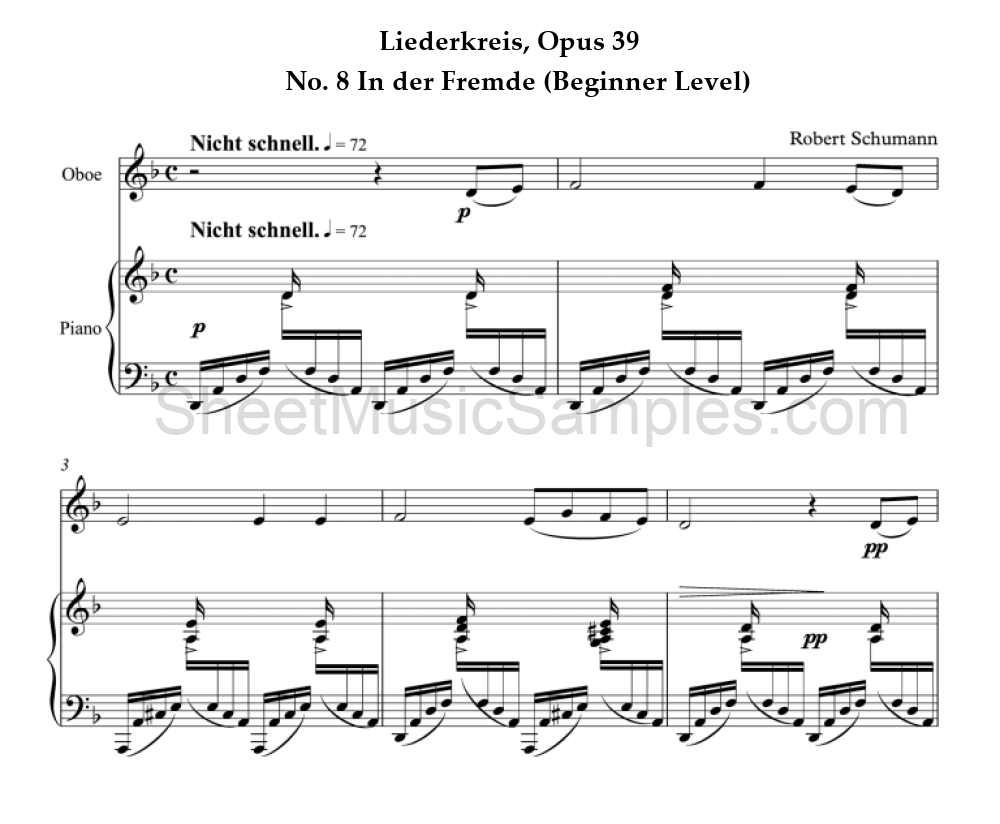 Liederkreis, Opus 39 - No. 8 In der Fremde (Beginner Level)