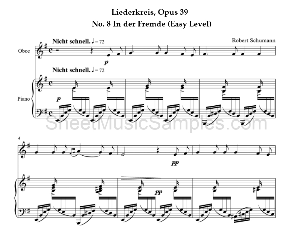 Liederkreis, Opus 39 - No. 8 In der Fremde (Easy Level)