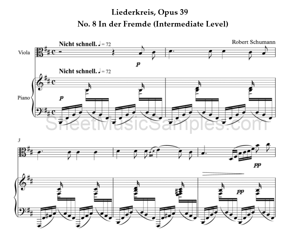 Liederkreis, Opus 39 - No. 8 In der Fremde (Intermediate Level)