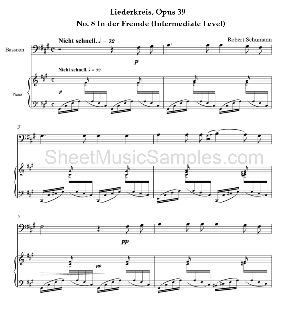 Liederkreis, Opus 39 - No. 8 In der Fremde (Intermediate Level)