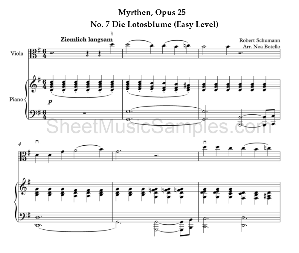 Myrthen, Opus 25 - No. 7 Die Lotosblume (Easy Level)