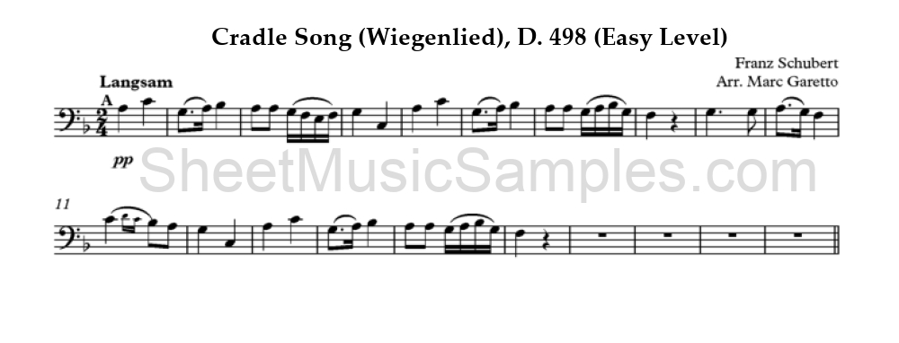 Cradle Song (Wiegenlied), D. 498 (Easy Level)