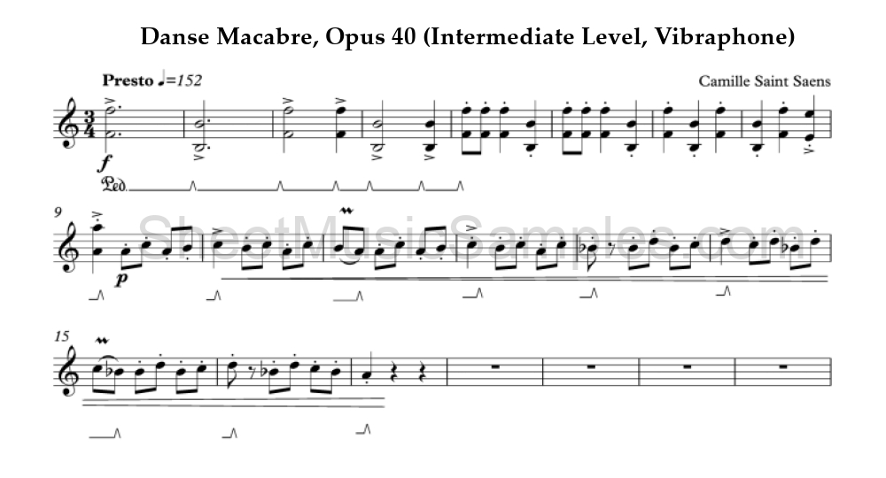 Danse Macabre, Opus 40 (Intermediate Level, Vibraphone)