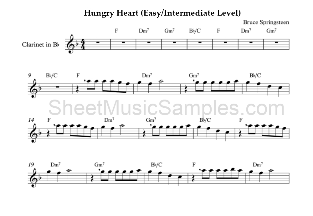 Hungry Heart (Easy/Intermediate Level)