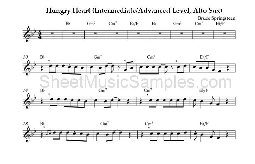 Hungry Heart (Intermediate/Advanced Level, Alto Sax)