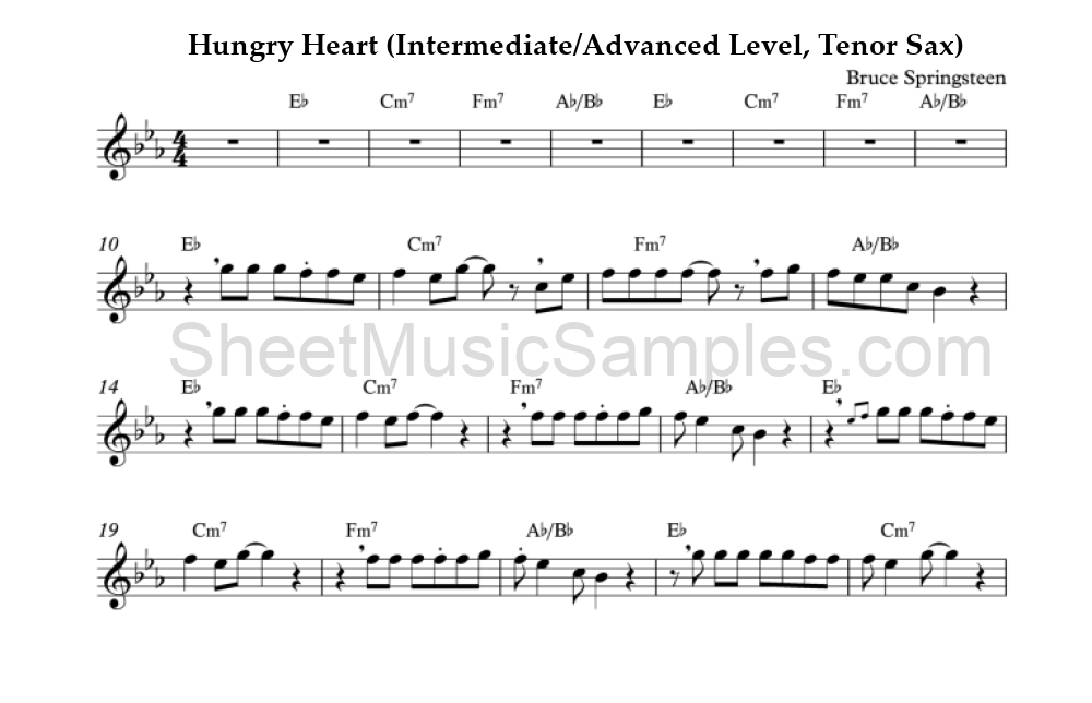 Hungry Heart (Intermediate/Advanced Level, Tenor Sax)