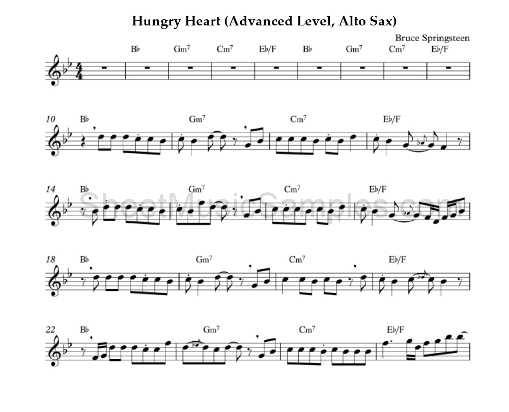 Hungry Heart (Advanced Level, Alto Sax)