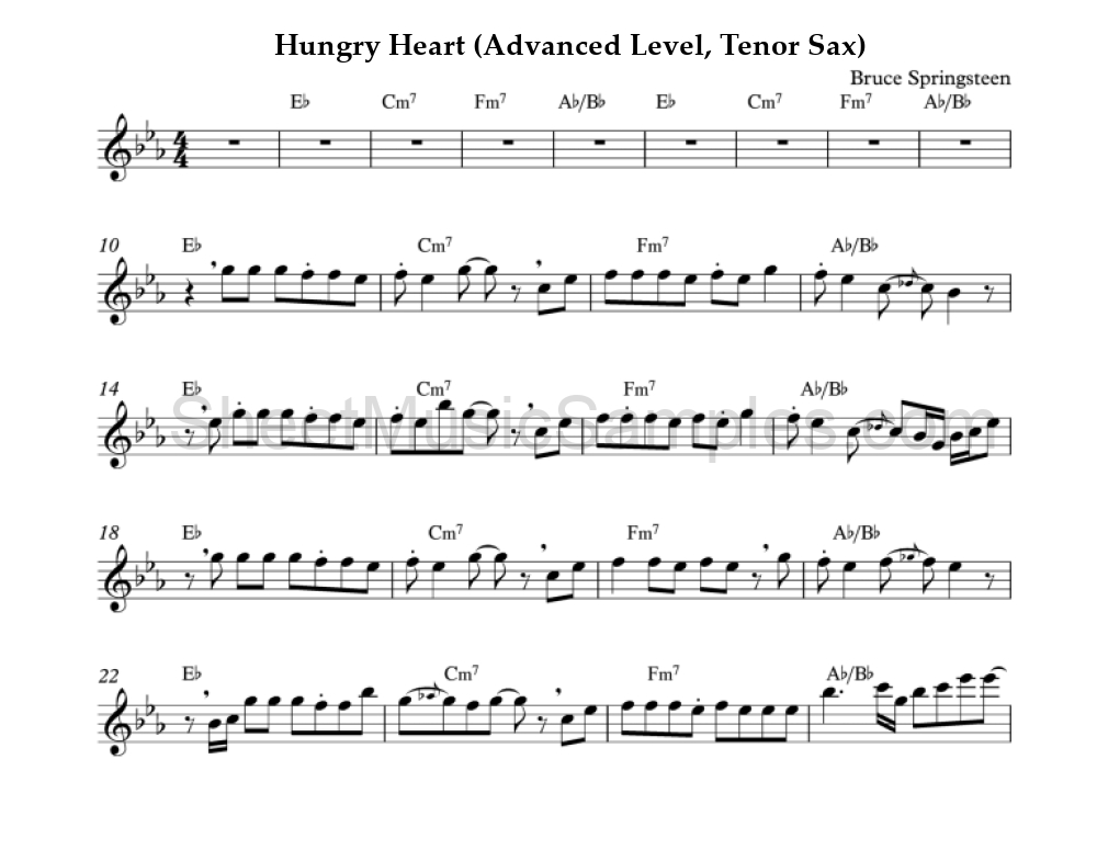 Hungry Heart (Advanced Level, Tenor Sax)