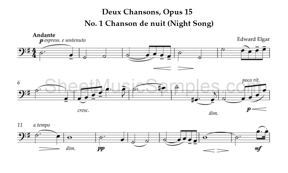 Deux Chansons, Opus 15 - No. 1 Chanson de nuit (Night Song)