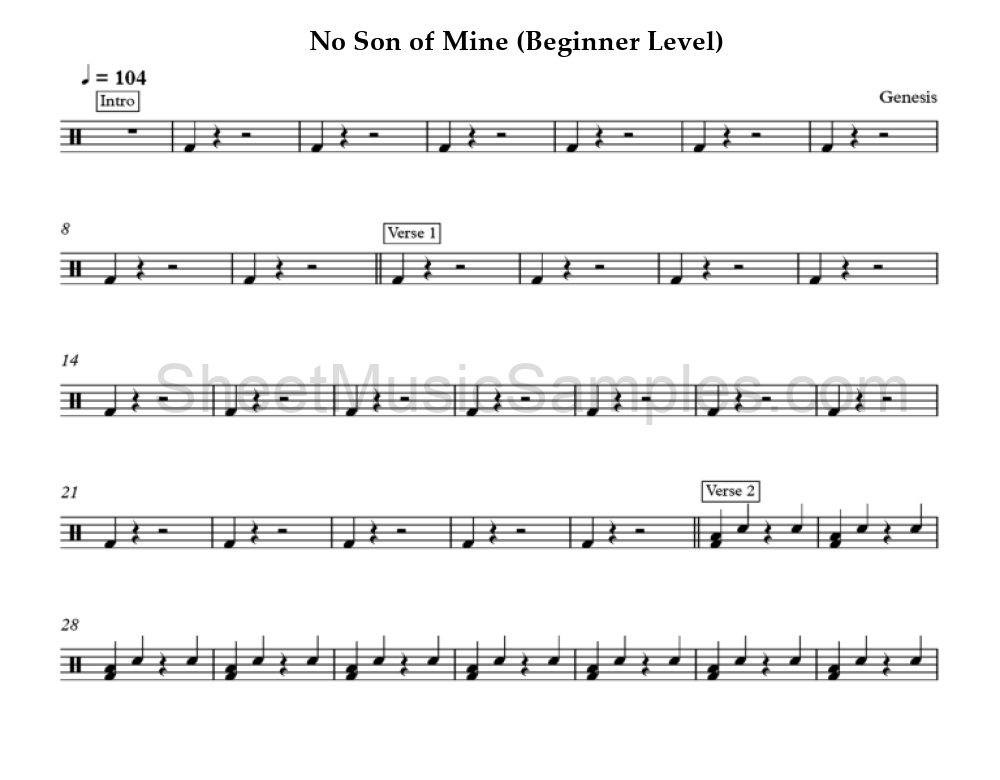 No Son of Mine (Beginner Level)