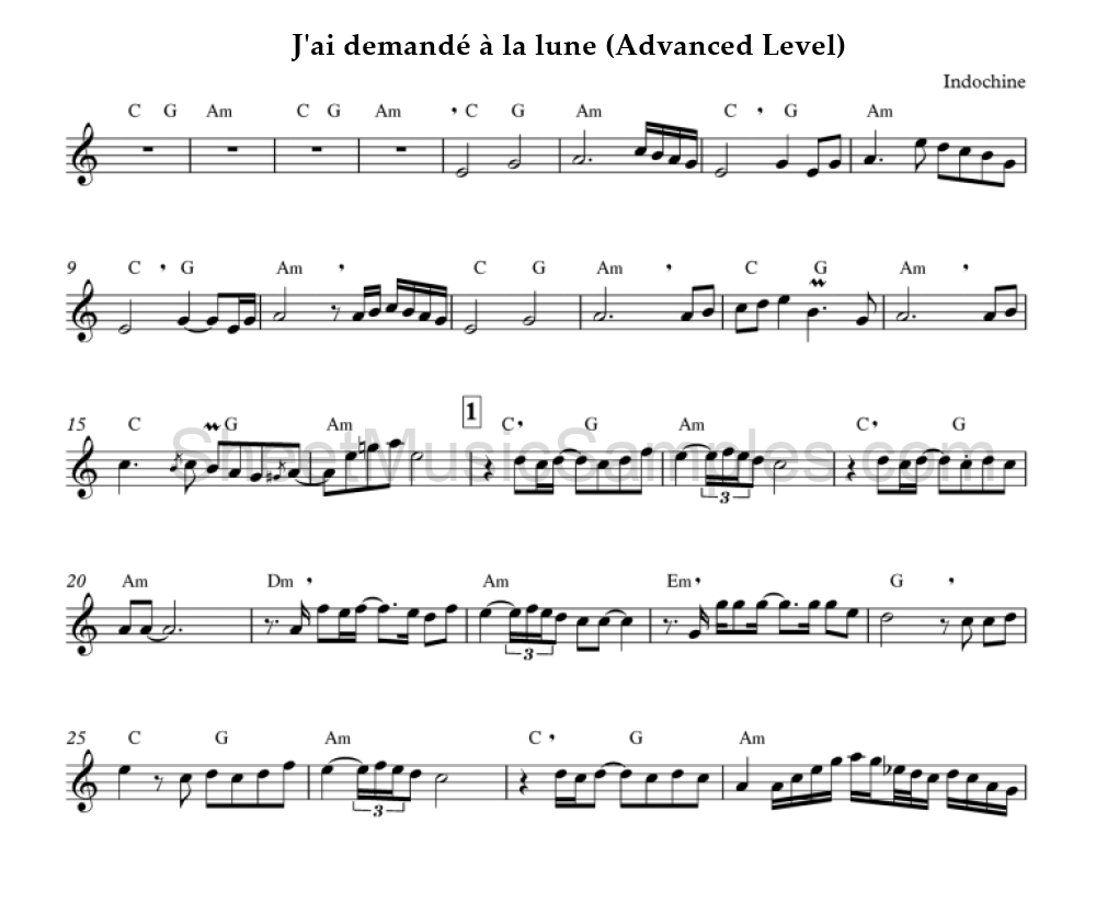 J'ai demandé à la lune (Advanced Level)