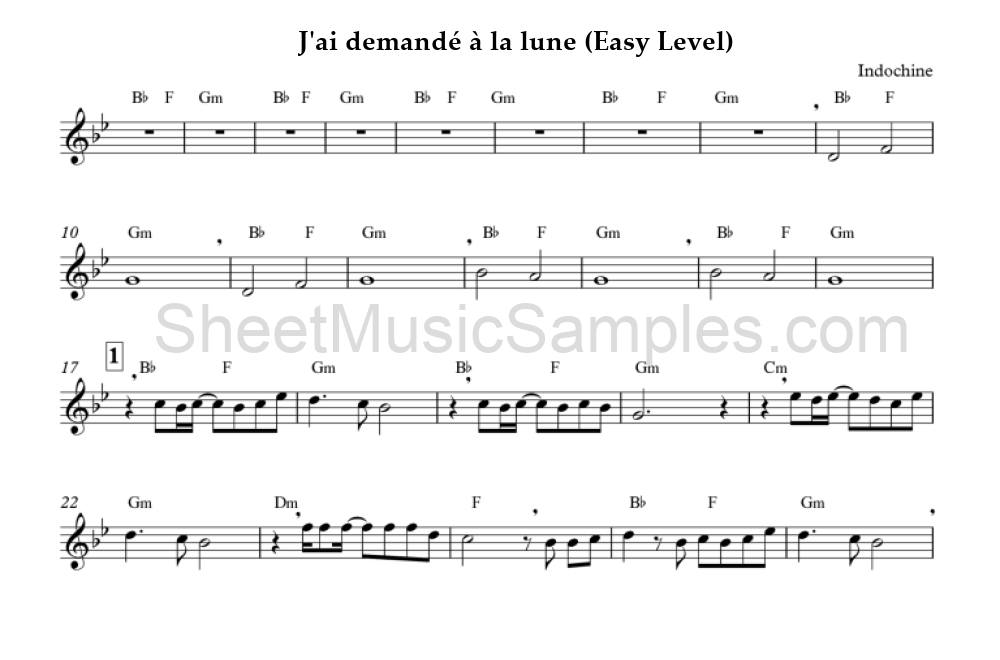 J'ai demandé à la lune (Easy Level)