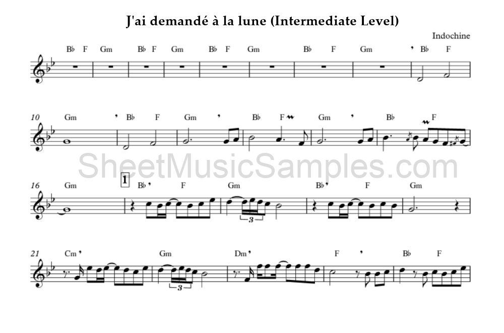 J'ai demandé à la lune (Intermediate Level)