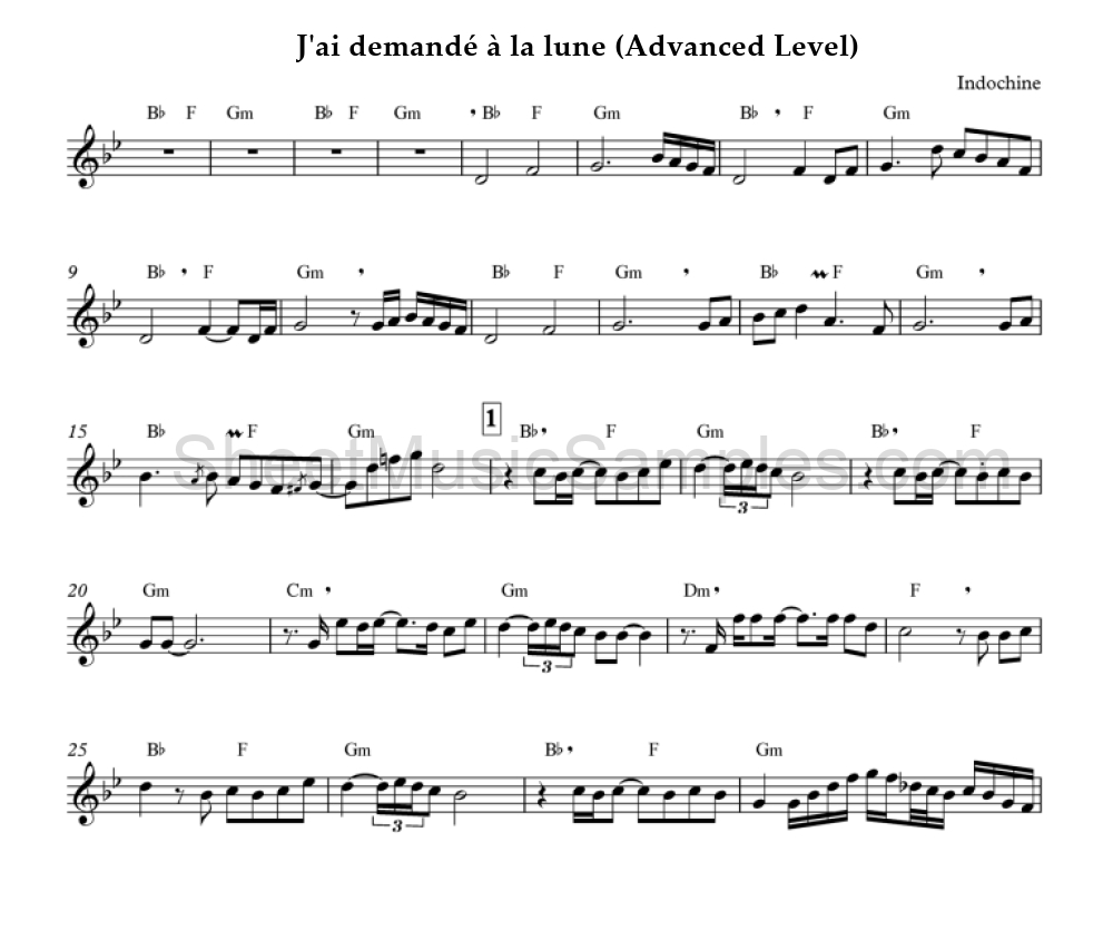 J'ai demandé à la lune (Advanced Level)