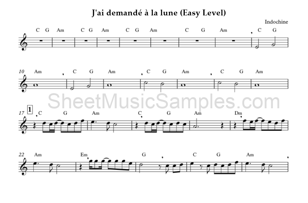 J'ai demandé à la lune (Easy Level)