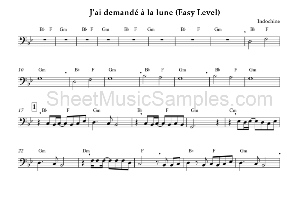 J'ai demandé à la lune (Easy Level)