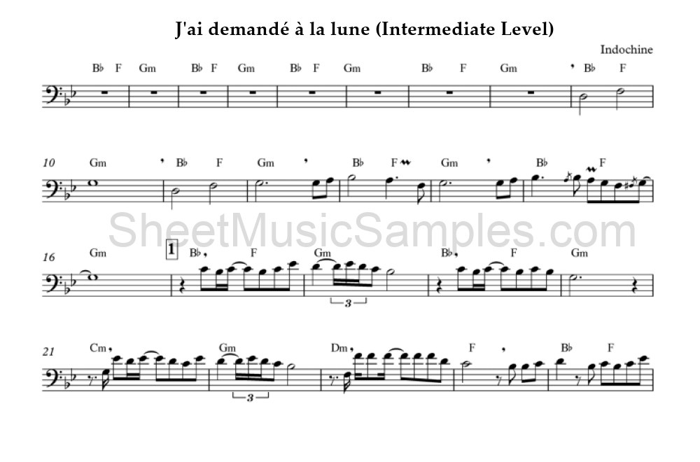 J'ai demandé à la lune (Intermediate Level)