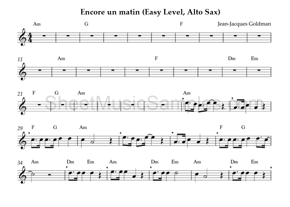 Encore un matin (Easy Level, Alto Sax)