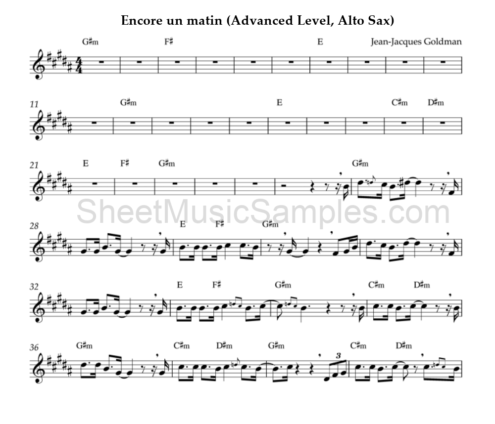 Encore un matin (Advanced Level, Alto Sax)