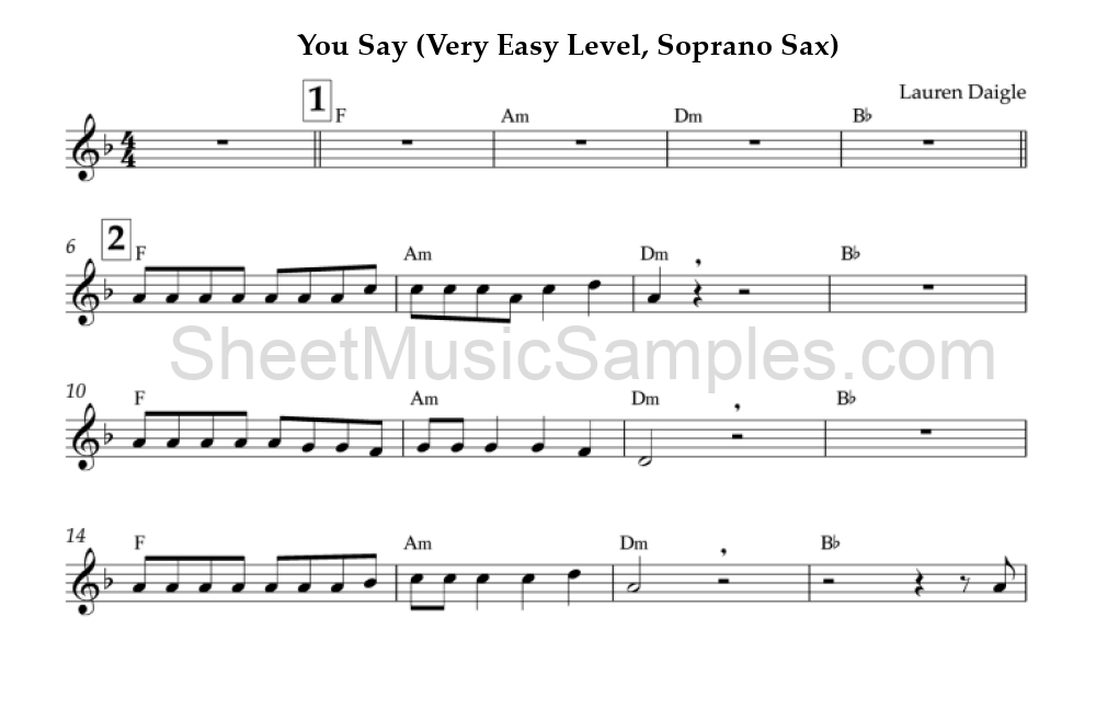 You Say (Very Easy Level, Soprano Sax)