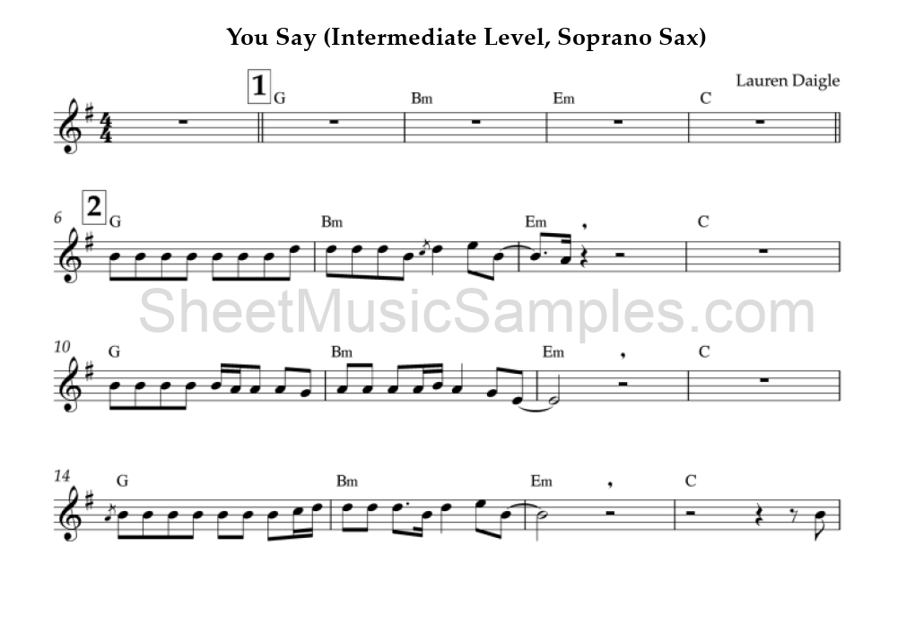 You Say (Intermediate Level, Soprano Sax)