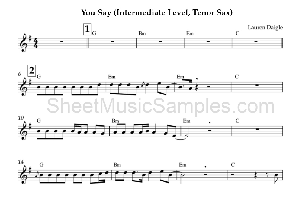 You Say (Intermediate Level, Tenor Sax)